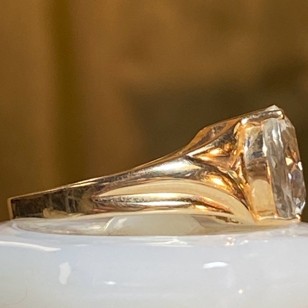 Vintage 14K Yellow Gold Moissanite Solitaire Ring Size 6 Large Sparkly - Picture 9 of 16